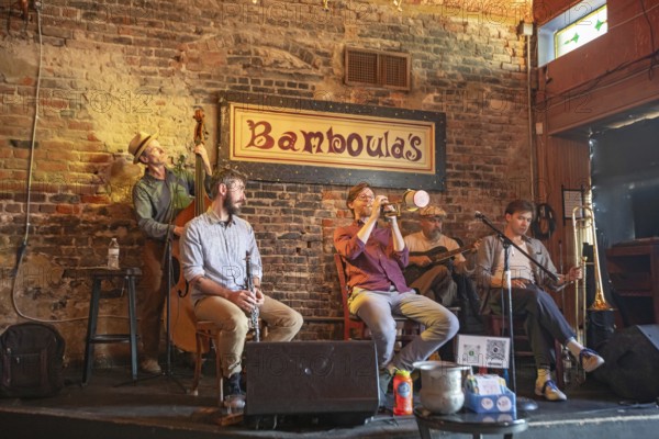New Orleans, Louisiana - JJ & the OK's perform at Bamboula's music club on Frenchmen Street in the Marigny neighborhood