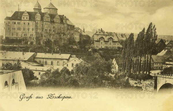 Historical postcard, picture postcard, Zschopau, Saxony, Germany, digitally enhanced reproduction of an original from around 1900, picture postcard, Europe