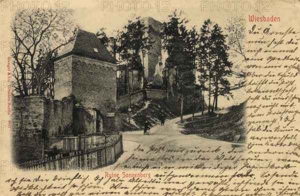 Historical postcard, picture postcard, Sonnenberg near Wiesbaden, Hesse, Germany, digitally enhanced reproduction of an original from around 1900, picture postcard, Europe