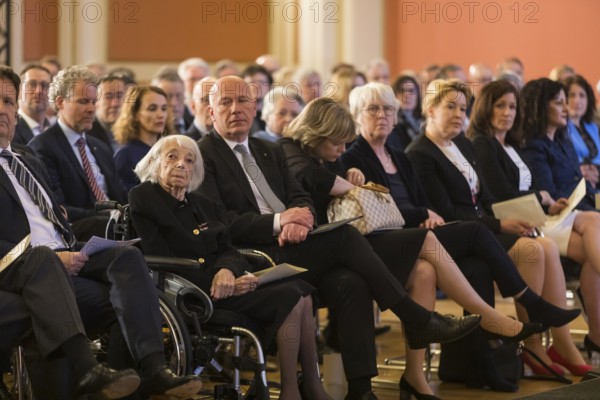 Margot Friedländer (Holocaust survivor and honorary citizen of the city of Berlin) and Kai Wegner (Governing Mayor of Berlin) at the commemorative event organised by the Senate and the Berlin House of Representatives to mark the 80th anniversary of the end of the Second World War, Berlin, 7 May 2025
