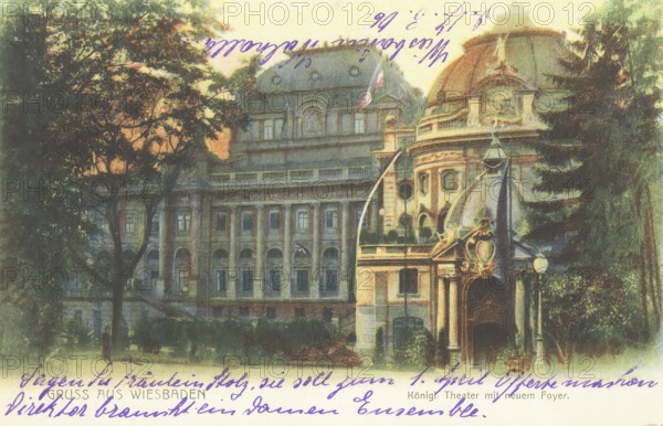 Historical postcard, picture postcard, Wiesbaden, Hesse, Germany, digitally enhanced reproduction of an original from around 1900, picture postcard, Europe
