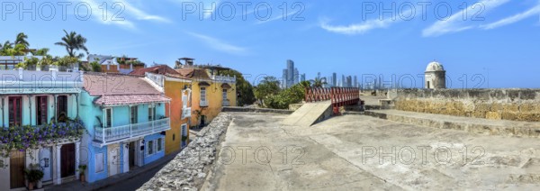 Columbia, Unesco site, colorful Cartagena Walled City Cuidad Amurrallada in historic city center