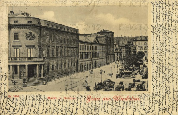 Historical postcard, picture postcard, Wiesbaden, Hesse, Germany, digitally enhanced reproduction of an original from around 1900, picture postcard, Europe