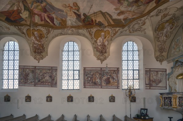 Frescoes in the Church of St Laurentius and Agatha, Frankenhofen, Kaltental, Ostallgäu, Bavaria, Germany, Europe