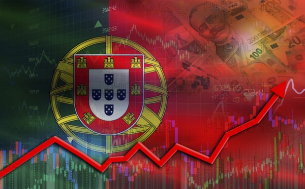 Portugal economic growth on financial graph. Portugal financial growth on market graph