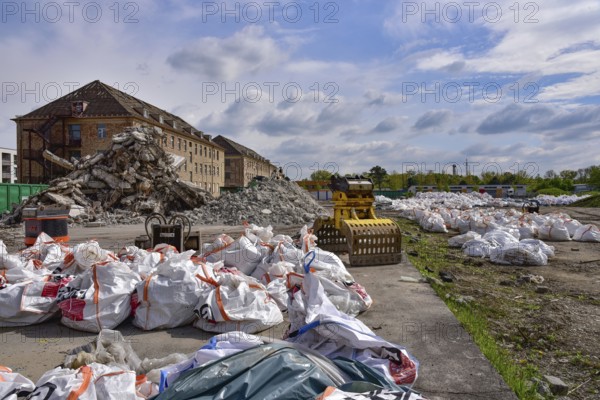 Demolition work on a former barracks, Augsburg, Bavaria, Germany, Europe