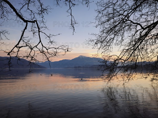 Sunset at Lake Zug, Rigi in the background, Cham, Canton Zug, Switzerland, Europe