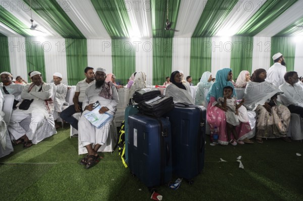 Hajj pilgrims arrives at Hajj Musafir Khana to collect Visa before leaving to the airport, in Guwahati, India on 3 May 2025