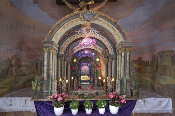 Miniature replica of a Holy Sepulchre in the chapel at the parish church of the Assumption of the Virgin Mary, Thaur, district of Innsbruck, Tyrol, Austria, Europe