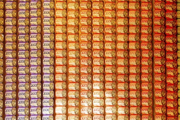 Dated tins of sardines, The Fantastic World of the Portuguese Sardine shop store, Vila Nova de Gaia, Porto, Portugal, Europe