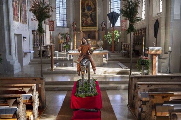 Palmesel in the parish church of St Nicholas, Oberthingau, Ostallgäu, Bavaria, Germany, Europe