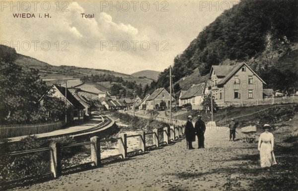Historical postcard, picture postcard, Wieda in the Harz Mountains, Lower Saxony, Germany, digitally enhanced reproduction of an original from around 1900, picture postcard, Europe