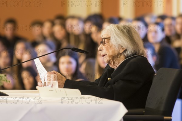 Margot Friedländer, Holocaust survivor and honorary citizen of the city of Berlin, at a reading as part of the commemorative event organised by the Senate and Berlin House of Representatives to mark the 80th anniversary of the end of the Second World War, Berlin, 7 May 2025