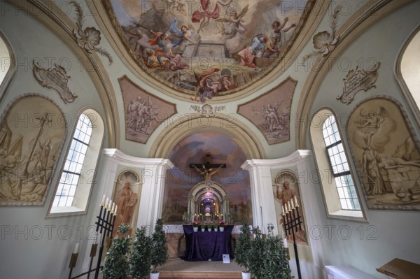 Chapel near the parish church of the Assumption of the Virgin Mary with a miniature replica of a Holy Sepulchre, Thaur, Innsbruck district, Tyrol, Austria, Europe