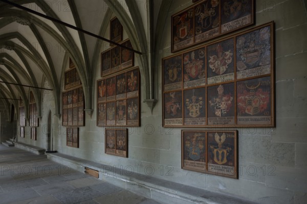 Frescoes, murals, wall painting, early Gothic cloister, Cathedral of Our Lady, Constance, Baden-Württemberg, Germany, Europe