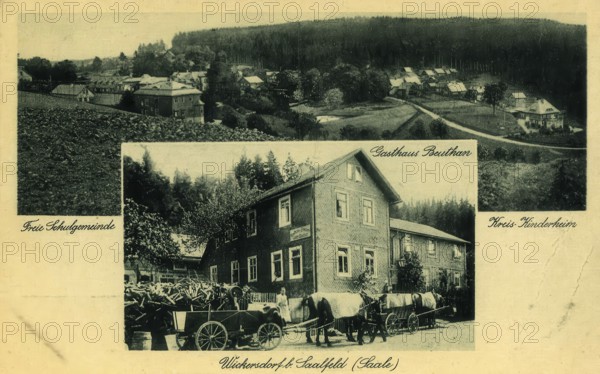Historical postcard, picture postcard, Wickersdorf near Saalfeld an der Saale, Thuringia, Germany, digitally enhanced reproduction of an original from around 1900, picture postcard, Europe