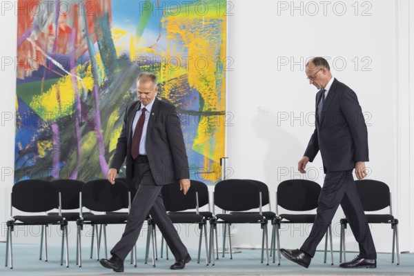 Friedrich Merz (CDU), Chancellor of the Federal Republic of Germany, in front of the discussion with the multilateral youth camp Youth4Peace in the Federal Chancellery, Berlin, 8 May 2025