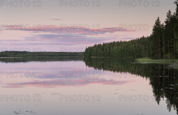 Lake near Hartola, reflection, forest, evening mood, Finland, Europe