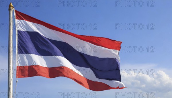 Flags, the national flag of Thailand flutters in the wind