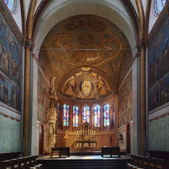 Interior view of Bonn Minster, also known as the Minster Basilica, Bonn, North Rhine-Westphalia, Germany, Europe