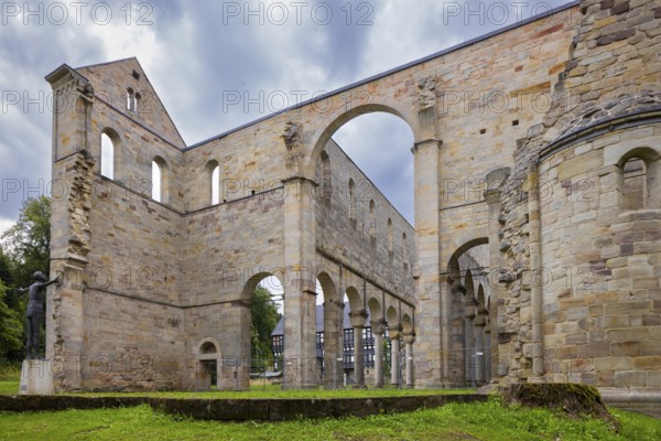 Paulinzella Monastery is a former Benedictine abbey, founded as a double monastery in Paulinzella in the Rottenbach Valley in Thuringia. The ruins of the monastery church are one of the most important Romanesque buildings in Germany, Paulinzella, Thuringia, Germany, Europe