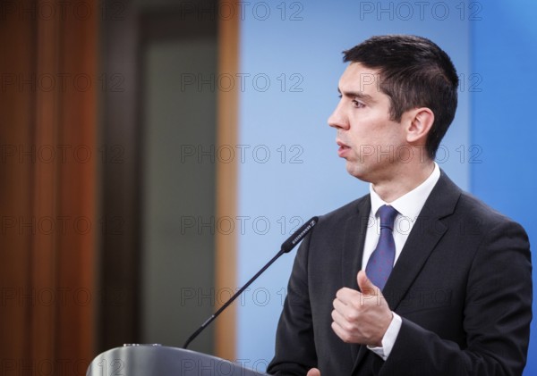 Mihai Popsoi, Foreign Minister of the Republic of Moldova, in talks at the Federal Foreign Office. Taken during a joint press conference in Berlin, 09.04.2024. Photographed on behalf of the Federal Foreign Office'