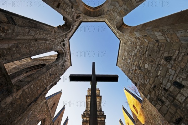 Aegidienkirche with apse cross, not rebuilt, memorial for the victims of wars and violence, Hanover, Germany, Europe