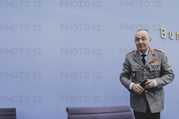 General Carsten Breuer, Inspector General of the Bundeswehr, at a federal press conference on the 'Quadriga' military exercise in Berlin, 22 April 2024