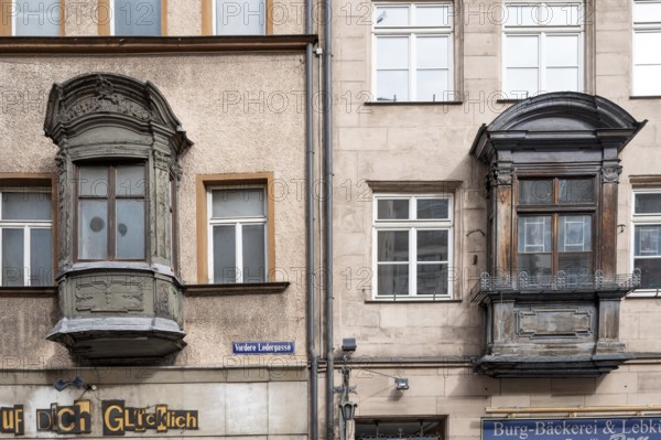 Historic Chörlein, Vordere Ledergasse 30 and 32, Nuremberg, Middle Franconia, Bavaria, Germany, Europe
