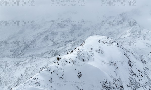 Aerial view, snowy mountain landscape, Ortler group, Trento, Italy, Europe