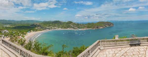 Panoramic view of the bay of San Juan del Sur, Nicaragua. Beautiful view of San Juan del Sur beach in sunny day