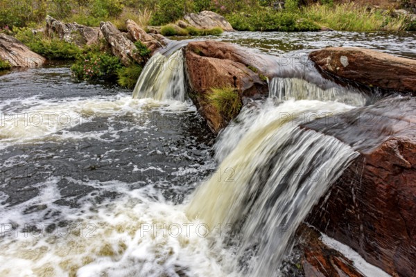 Rocks and vegetation in the river in the Biribiri mountain range in Diamantina, Minas Gerais, Diamantina, Minas Gerais, Brazil, South America
