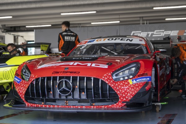 10 May 2024, Hockenheimring Germany : Free practice of the International GT Open. Picture: Mercedes in the pit lane (Getspeed Performance racing team)
