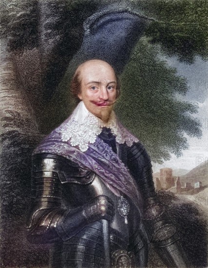 Robert Bertie 1st Earl of Lindsey, 1582-1642, English nobleman and soldier From the book Lodges British Portraits, 1823, Historic, digitally restored reproduction from a 19th century original, Record date not stated