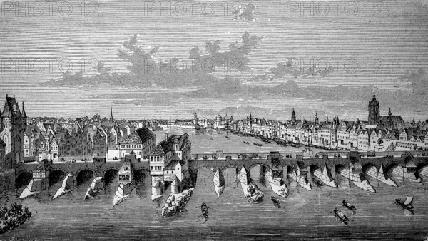 Frankfurt am Main, Hesse, Germany, in 1750, Historical, digital reproduction of an original from the 19th century, Europe
