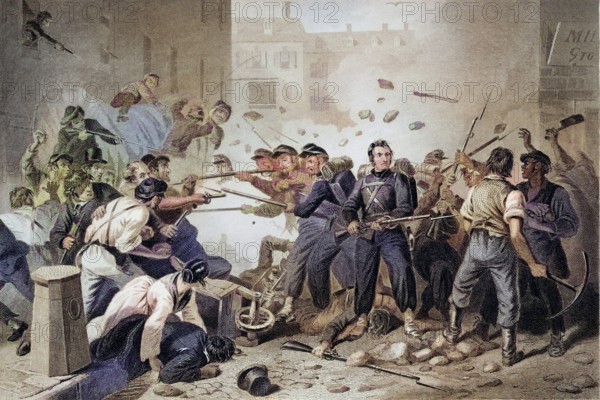 Militia from Massachusetts passing through Baltimore Pennsylvania 1861, USA, Historical, digitally restored reproduction from a 19th century original, Record date not stated, North America