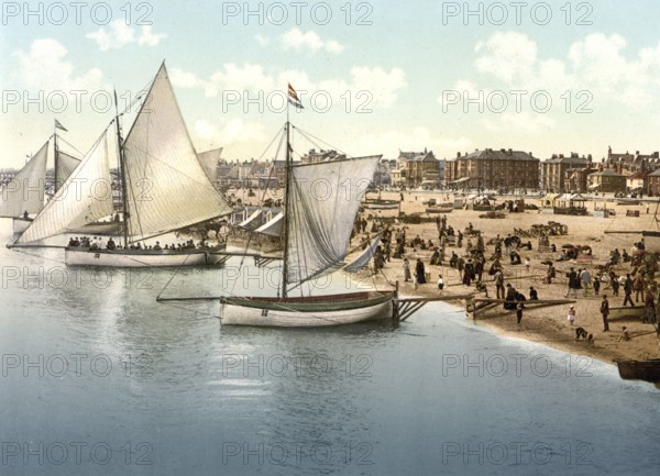 Yachts from the harbour of Yarmouth, County Norfolk, England, Historical, digitally restored reproduction from a 19th century original, Record date not stated