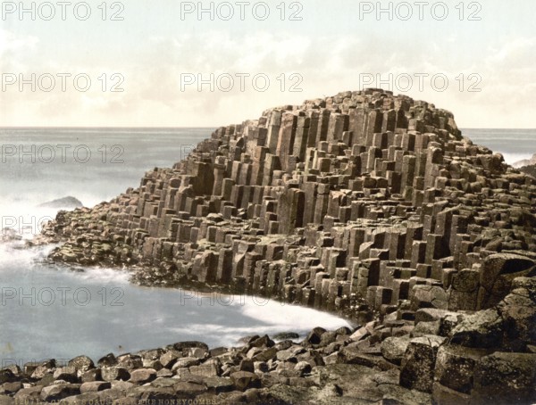 The Honeycombs, Giant's Causeway, County Antrim, Ireland, Historical, digitally restored reproduction from a 19th century original, Record date not stated, Europe