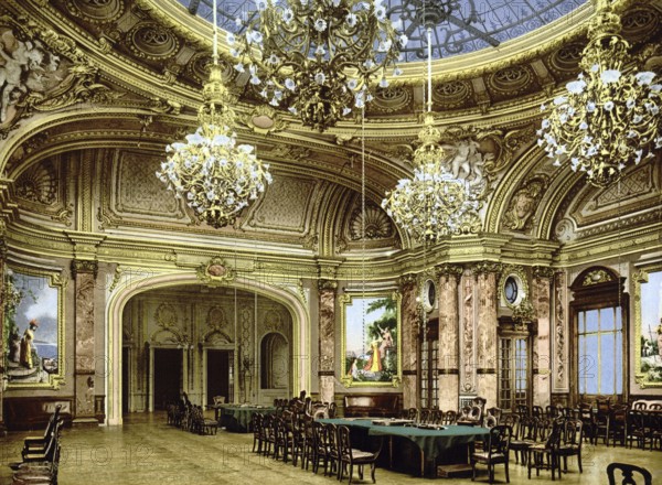 The new gambling hall, Casino, Monaco, Monte Carlo, Riviera, around 1895, Historical, digitally restored reproduction from a 19th century original, Record date not stated, Europe