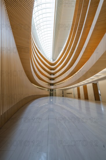 Modern interior with spiral design and elegant glass roof, UB- Recht, Zurich, Switzerland, Europe