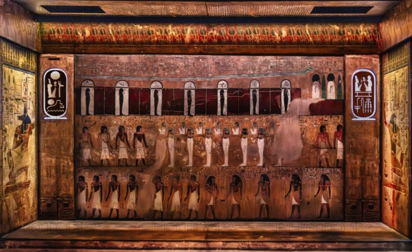 Reproduction of the tomb of Ramses II's father, Seti I, from the exhibition: Ramses the Great and the Gold of the Pharaohs, Cologne, North Rhine-Westphalia, Germany, Europe