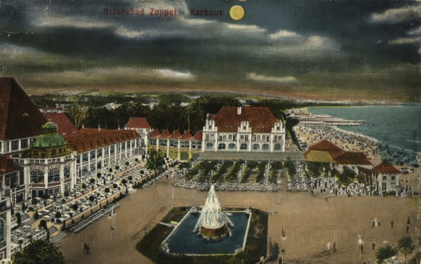 Historical postcard, picture postcard, Baltic seaside resort of Sopot, today Sopot, Pomerania, Poland, digitally enhanced reproduction of an original from around 1900, picture postcard, Europe