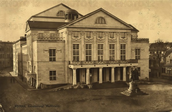 Historical postcard, picture postcard, Grand Ducal Court Theatre in Weimar, Thuringia, Germany, digitally enhanced reproduction of an original from around 1900, picture postcard, Europe