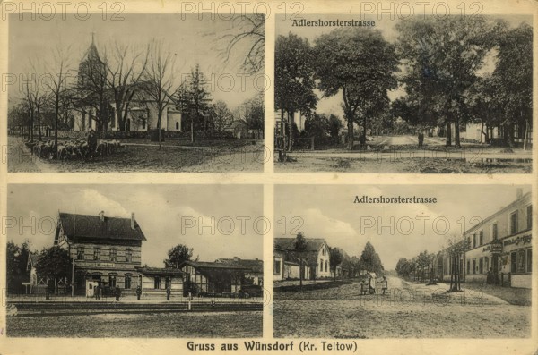 Historical postcard, picture postcard, greeting from Wünsdorf, Teltow district, Brandenburg, Germany, digitally enhanced reproduction of an original from around 1900, picture postcard, Europe