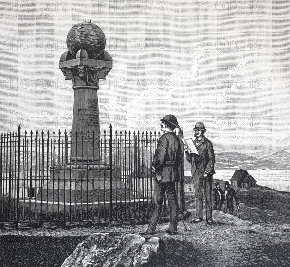 The Meridian Column near the town of Hammerfest, 1895, Norway, reproduction of an original, around 1900, historical, Europe