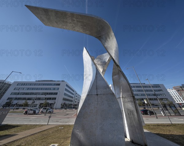 Artwork The Wings by Daniel Liebeskind, in front of the reception building of the Siemens Campus, Erlangen, Middle Franconia, Bavaria, Germany, Europe