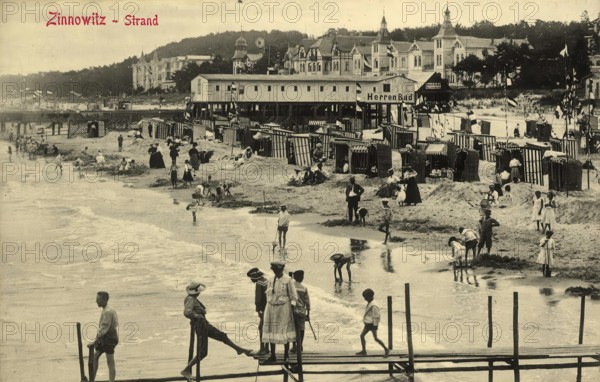 Historical postcard, picture postcard, Baltic resort Zinnowitz, Mecklenburg-Vorpommern, Germany, digitally enhanced reproduction of an original from around 1900, picture postcard, Europe