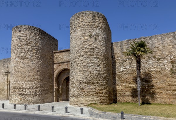 City wall with Almocabar city gate from the 13th century, Ronda, Province of Málaga, Andalusia, Spain, Europe