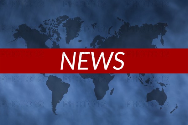 Text NEWS on blue background with world map