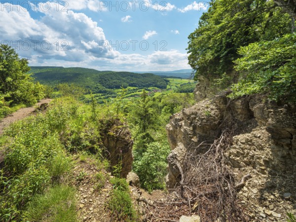 Spring in Eichsfeld, view from the rock formation Nase, Asbach-Sickenberg Eichsfeld, Werratal Thuringia Germany